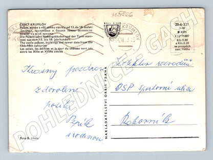Pohlednice Český Krumlov zámek 1968 popsaná (M5866)
