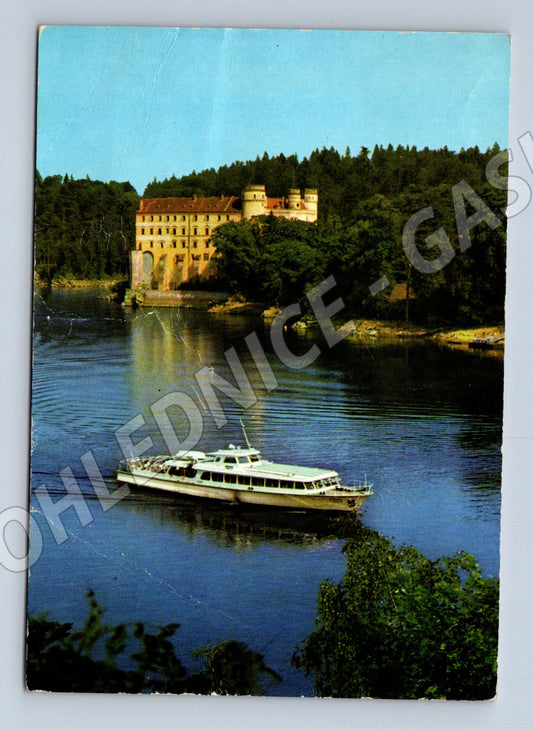 Pohlednice Orlík nad Vltavou zámek s parníkem (M5873)