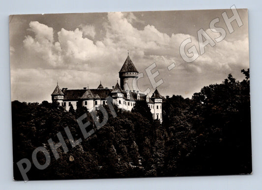 Pohlednice Zámek Konopiště černobílá prošlá (M5879)