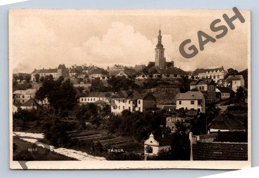 Pohlednice Tábor černobílá s razítkem (M589)