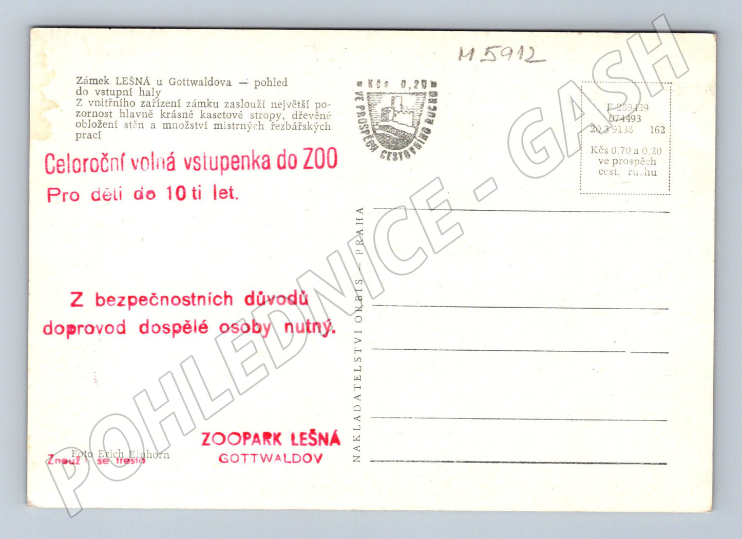 Pohlednice Zámek Lešná u Gottwaldova hala (M5912)