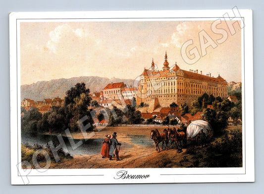 Pohlednice Broumov klášter litografie (M5913)