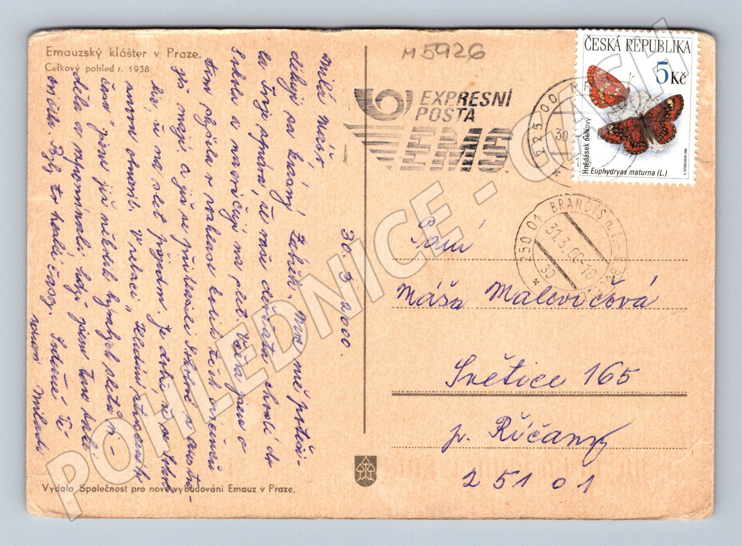 Pohlednice Praha Emauzský klášter 1938 (M5926)