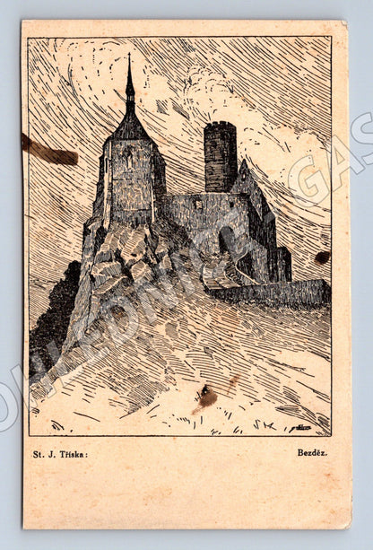 Pohlednice Hrad Bezděz stará kresba (M5945)