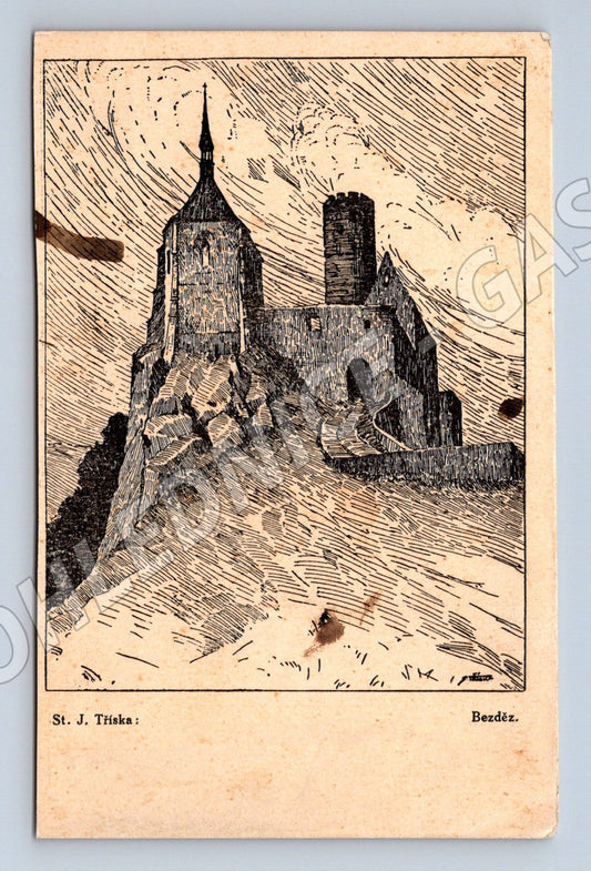 Pohlednice Hrad Bezděz stará kresba (M5945)