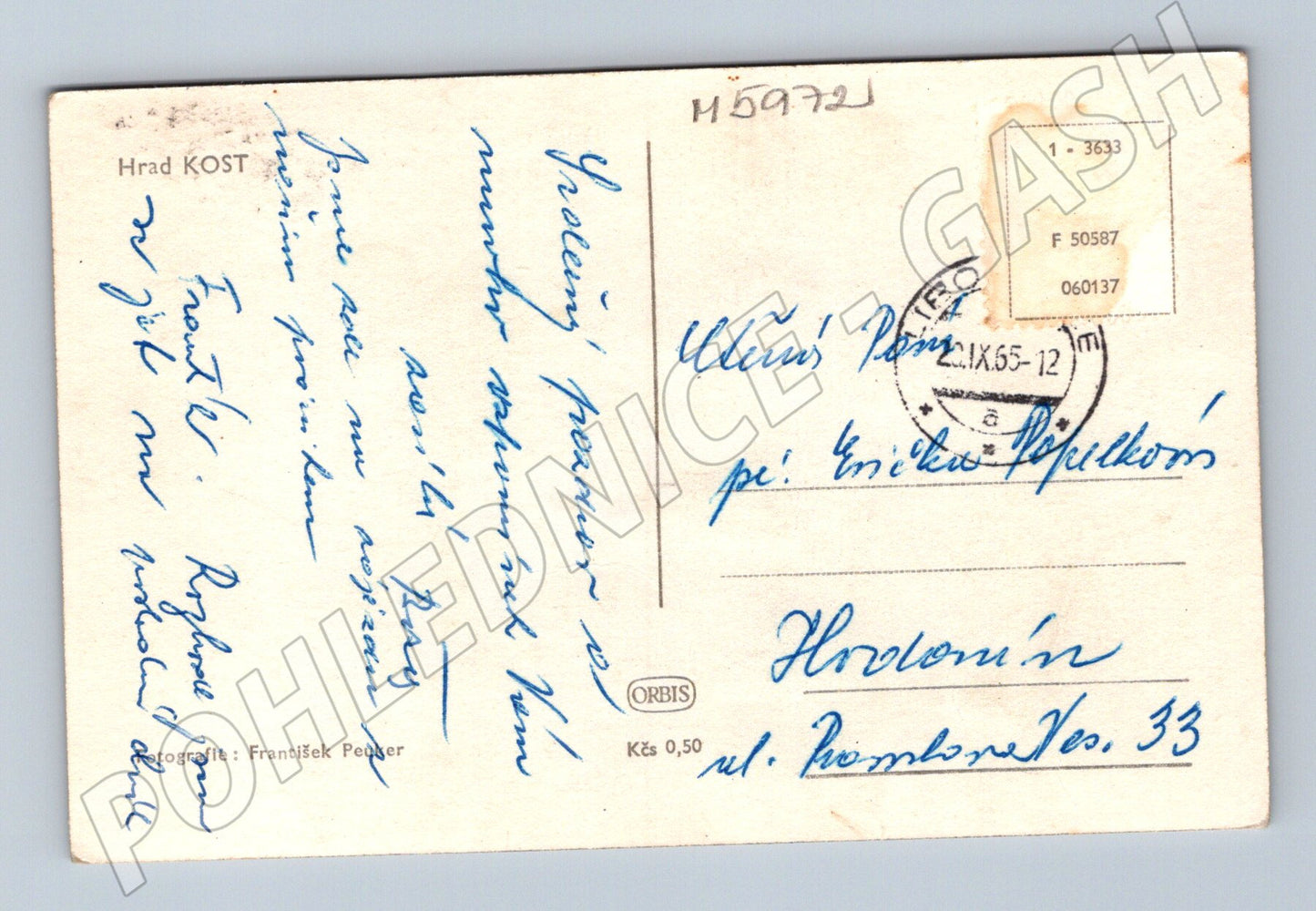 Pohlednice Hrad Kost František Pospíšil (M5972)