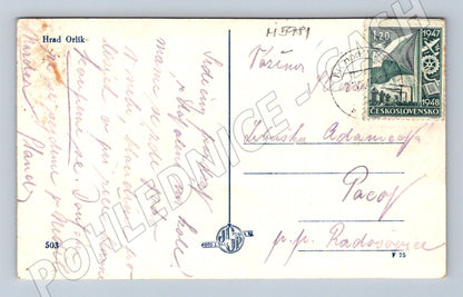 Postcard Orlík nad Vltavou Castle used (M5981)