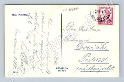 Postcard Pernštejn Castle old used (M5988)