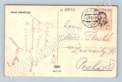 Postcard Pernštejn Castle old Czechoslovakia (M5992)