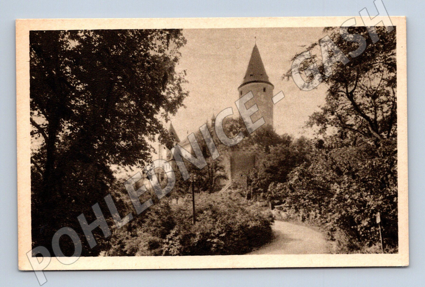 Postcard Křivoklát Castle Orbis black and white (M6004)