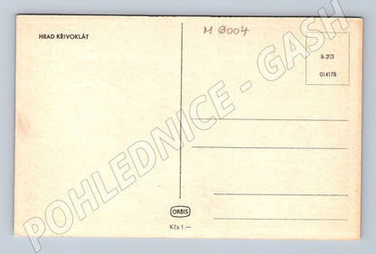 Postcard Křivoklát Castle Orbis black and white (M6004)
