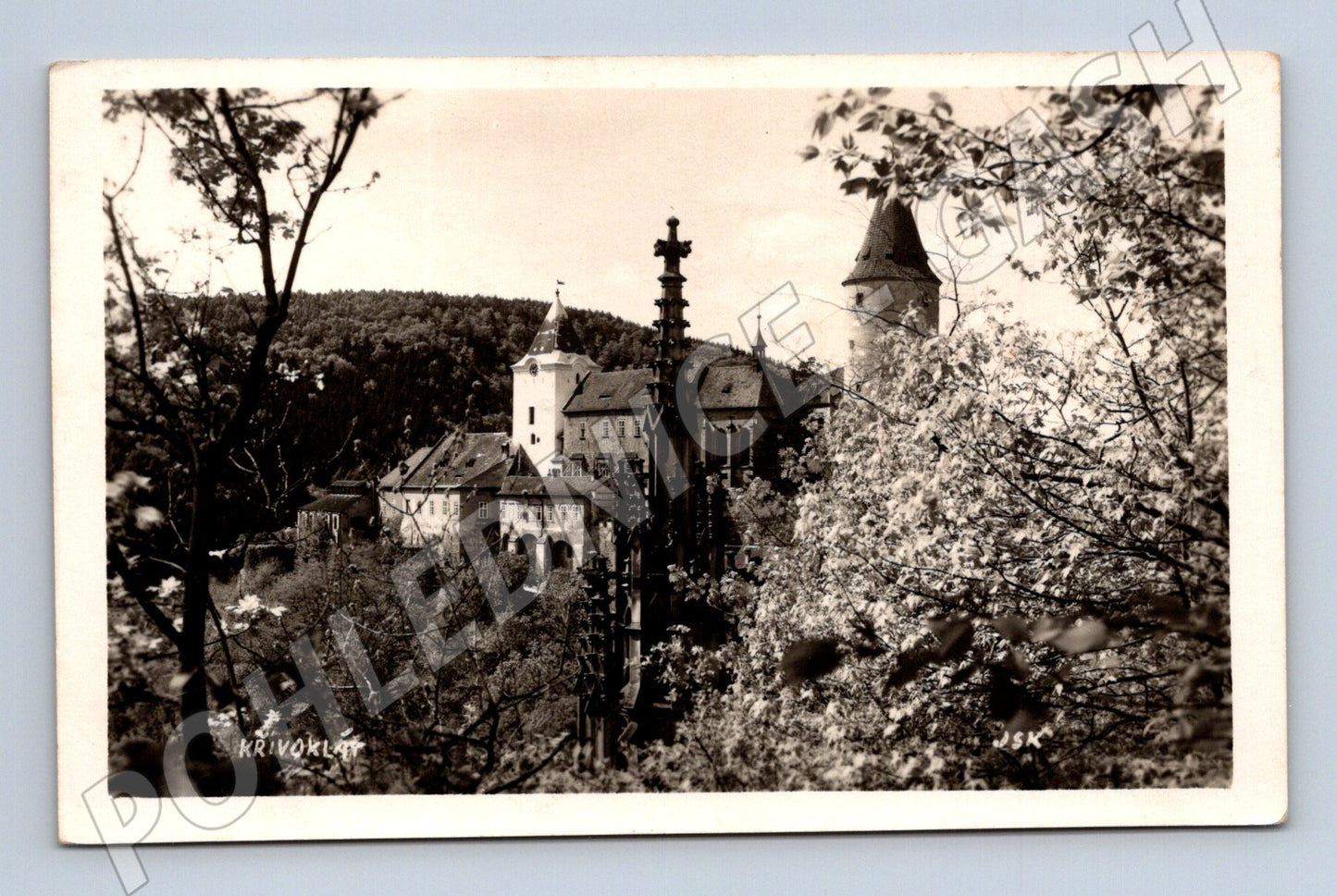 Postcard Křivoklát Castle older black and white (M6009)