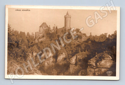 Pohlednice Hrad Kokořín stará černobílá (M6015)