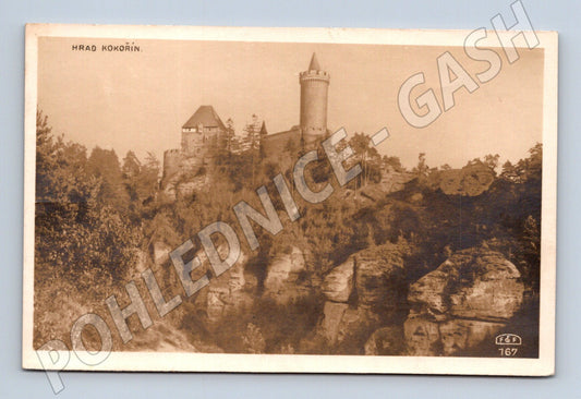 Pohlednice Hrad Kokořín stará černobílá (M6015)