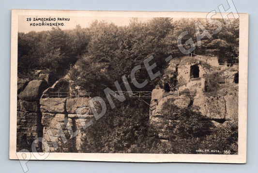 Pohlednice Kokořínsko skalní útvar zámecký park (M6020)