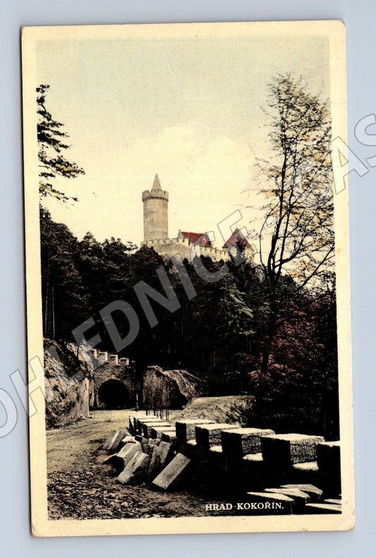 Pohlednice Hrad Kokořín kolorovaná s razítkem (M6023)