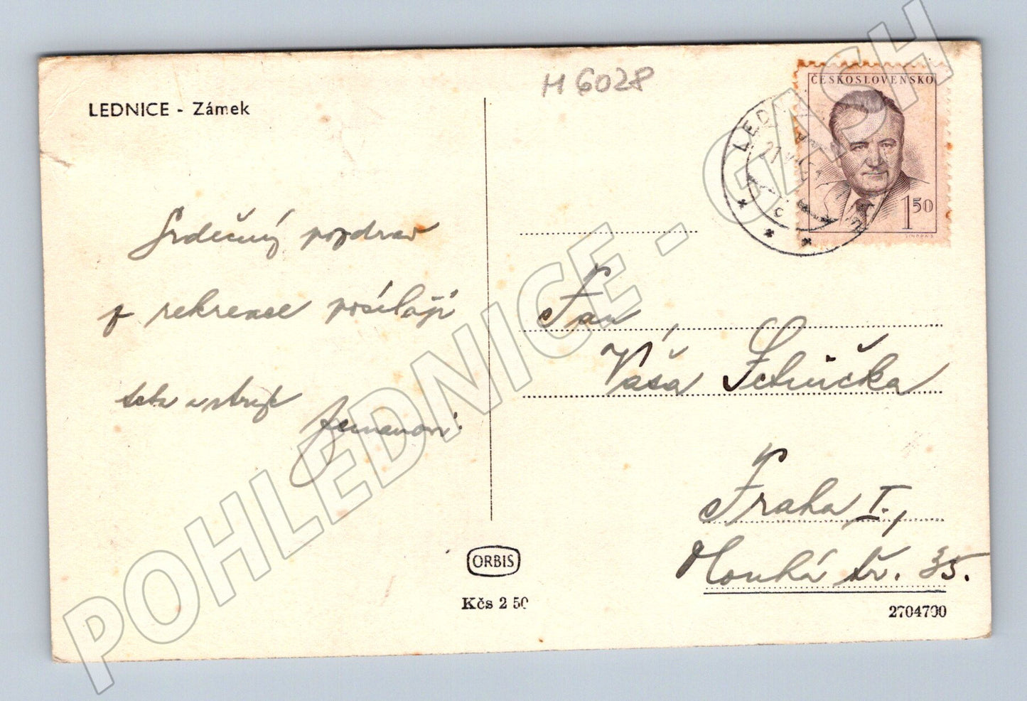 Postcard Lednice castle with stamp (M6028)