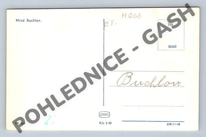 Pohlednice hrad Buchlov s oráčem a voli (M603)