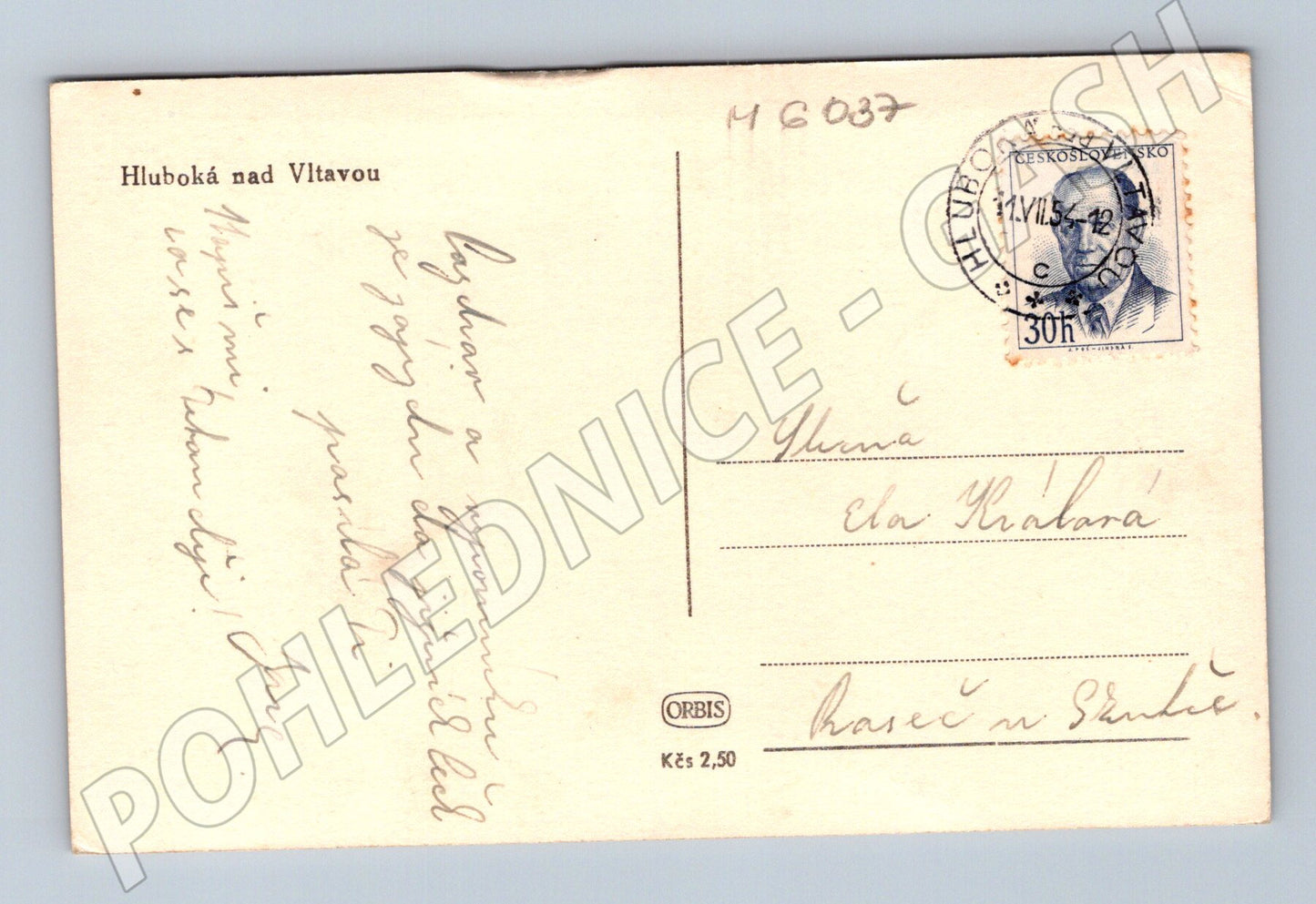 Pohlednice Hluboká nad Vltavou zámek prošlá (M6037)