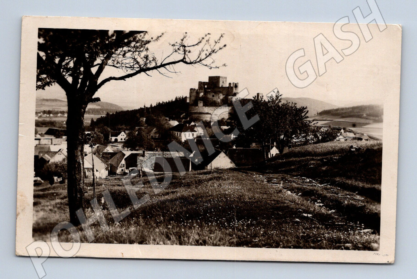 Pohlednice Hrad Rabí černobílá prošlá (M6038)