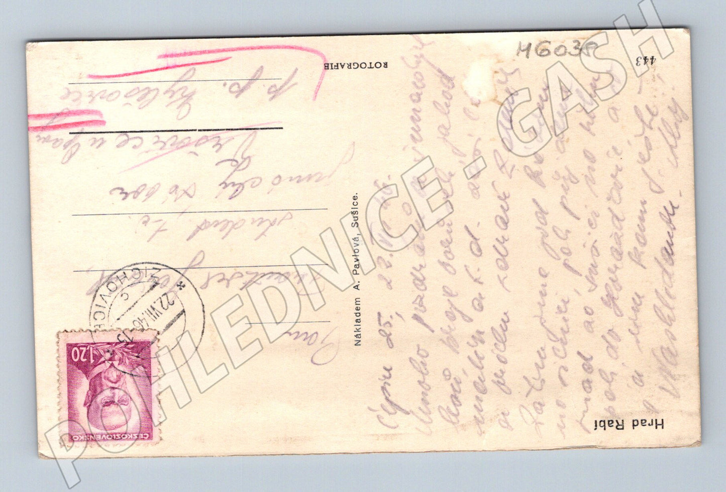 Pohlednice Hrad Rabí černobílá prošlá (M6038)