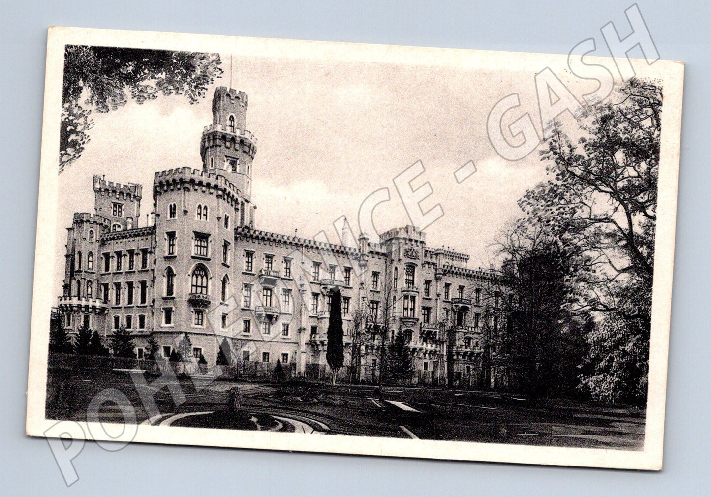 Pohlednice Hluboká nad Vltavou zámek černobílá (M6040)