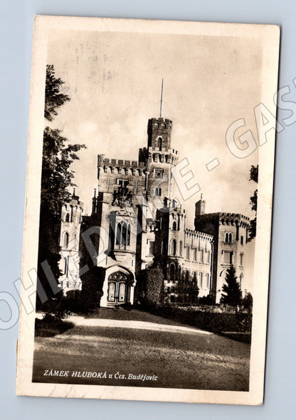 Pohlednice Hluboká nad Vltavou zámek se známkou (M6042)