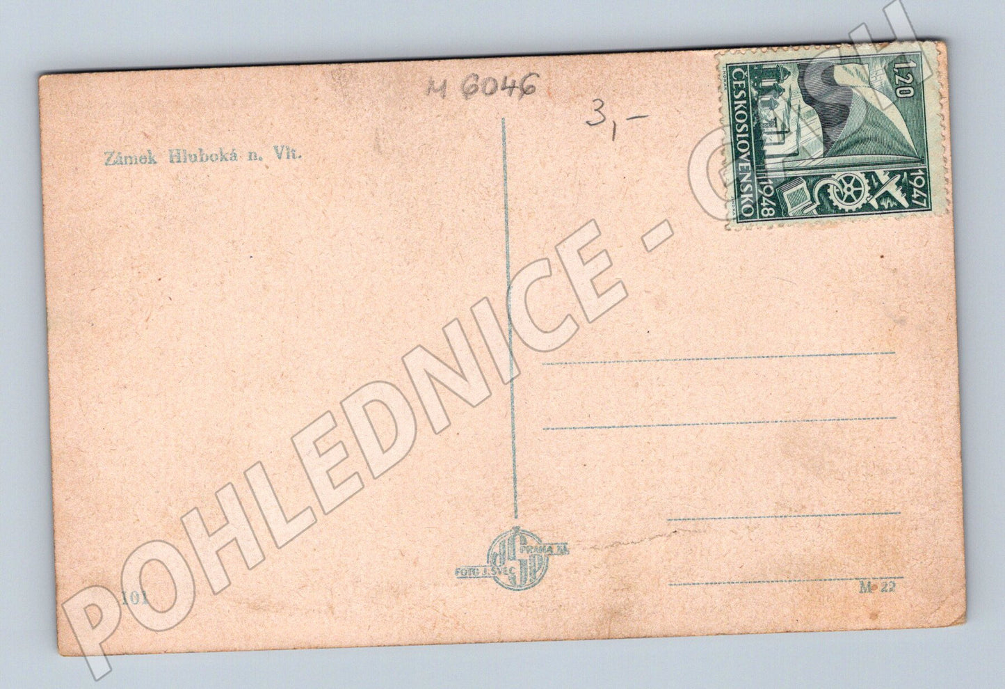 Pohlednice Hluboká nad Vltavou zámek 1948 (M6046)