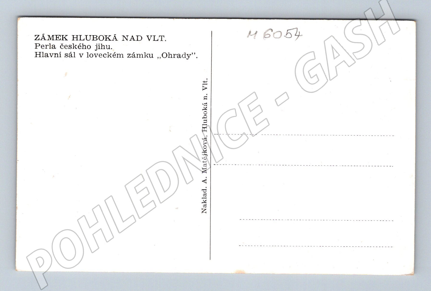 Pohlednice Hluboká nad Vltavou lovecký sál Ohrady (M6054)