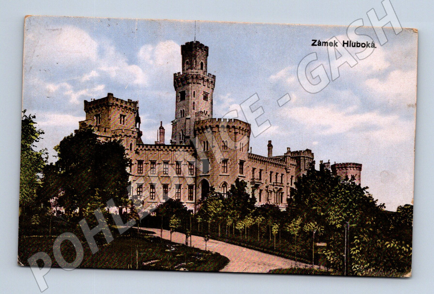 Pohlednice Hluboká nad Vltavou zámek stará razítko (M6067)