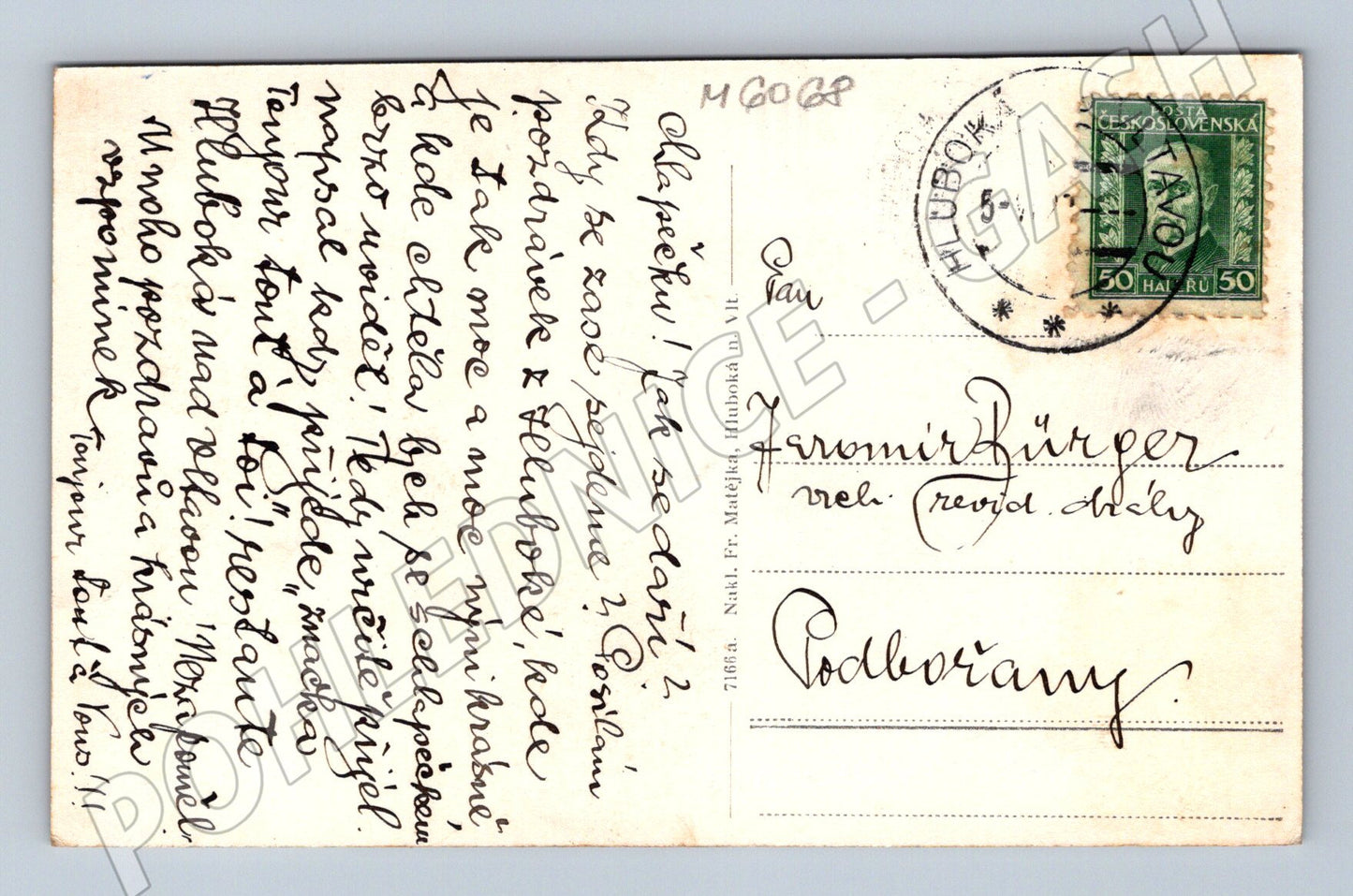 Pohlednice Hluboká nad Vltavou zámek 1920s (M6068)