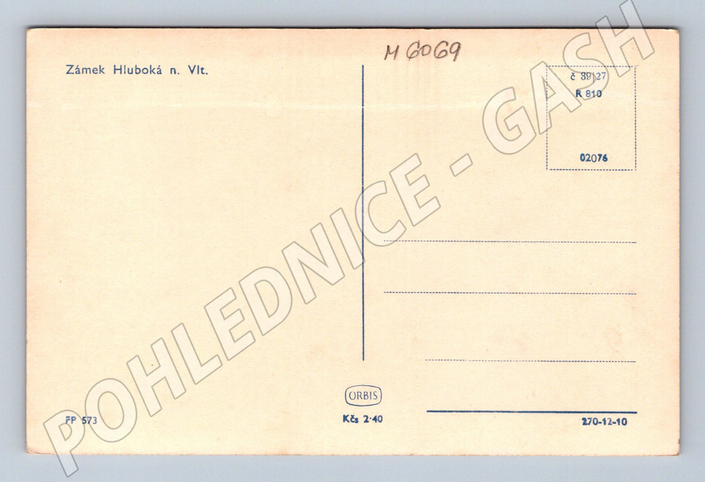 Pohlednice Hluboká nad Vltavou zámek Orbis čb (M6069)