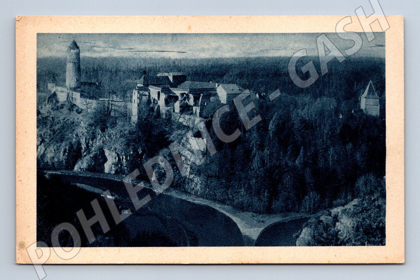 Pohlednice Hrad Zvíkov soutok Vltavy a Otavy (M6075)