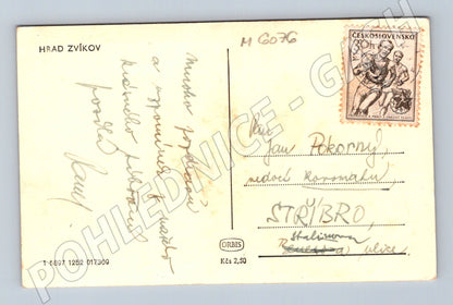 Pohlednice Hrad Zvíkov černobílá prošlá (M6076)