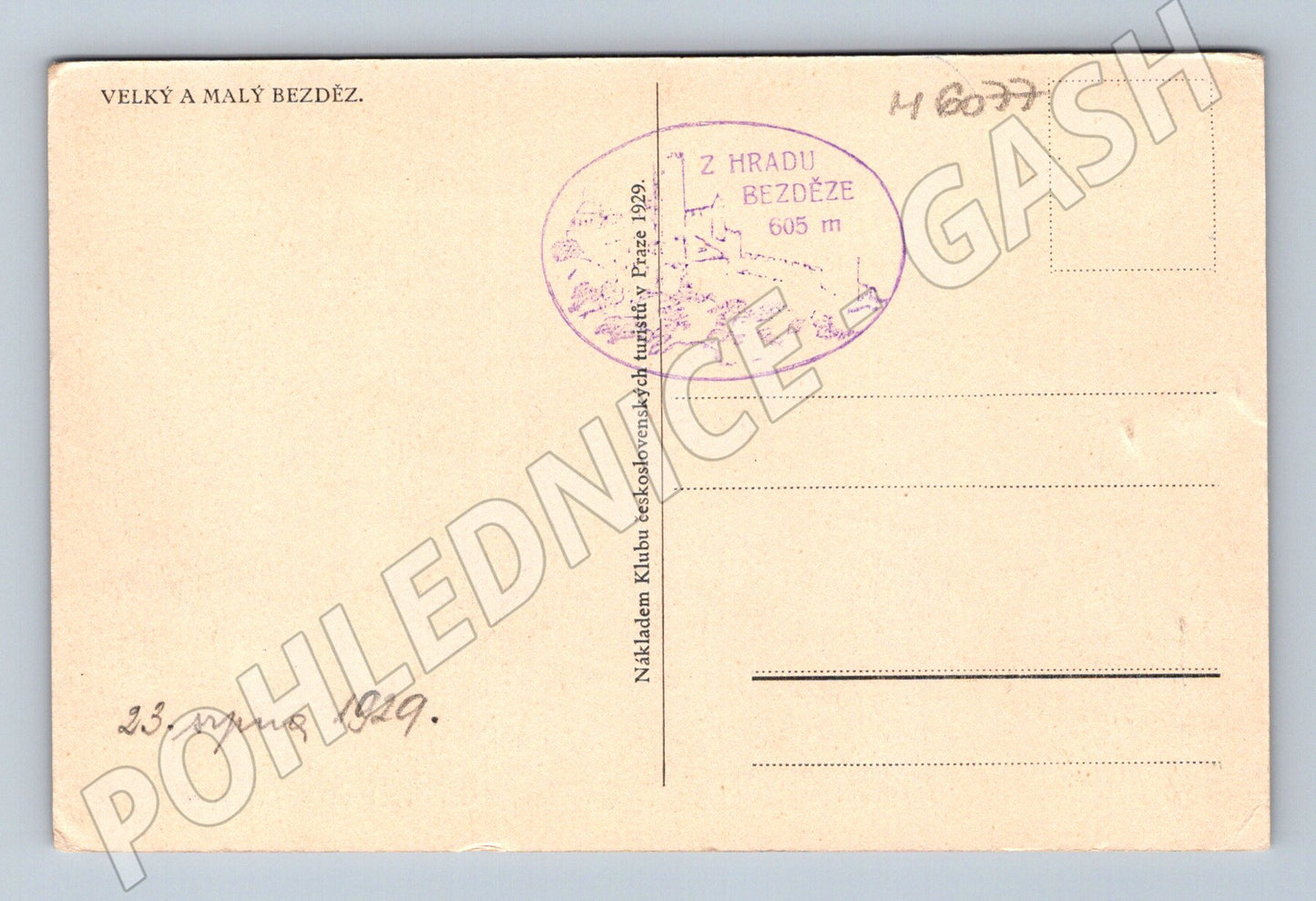 Postcard Bezděz Castle 1929, Czech Post Office stamp (M6077)