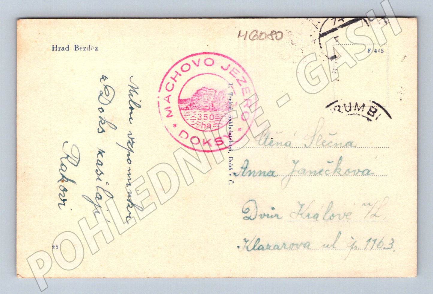 Postcard Bezděz Castle, used, old (M6080)