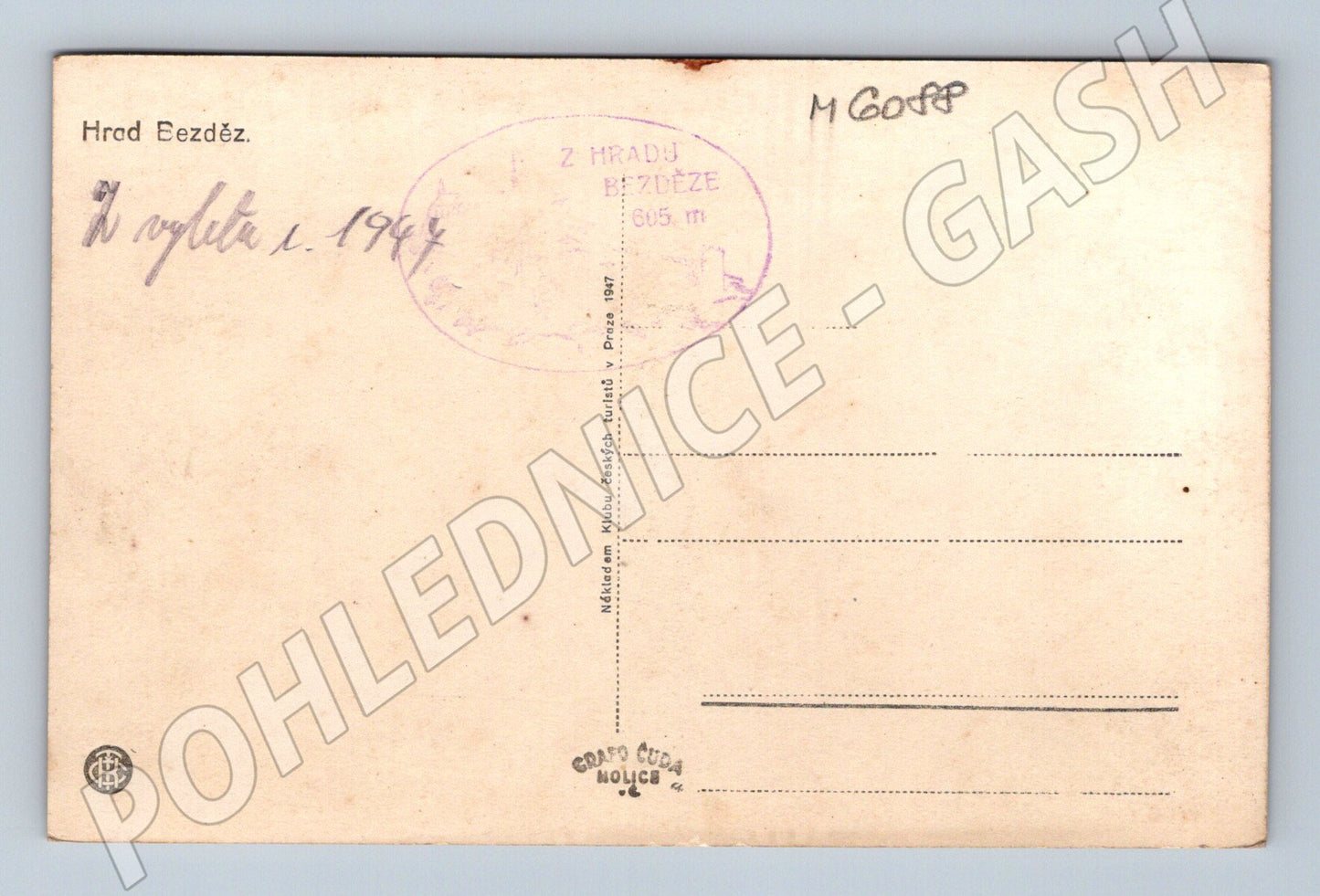 Postcard Bezděz Castle 1947 historical (M6088)