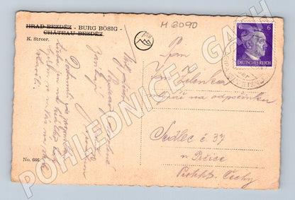 Postcard Bezděz Castle Burg Bösig sent (M6090)