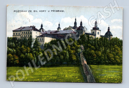 Postcard Holy Mountain Příbram 1932 colored (M6107)