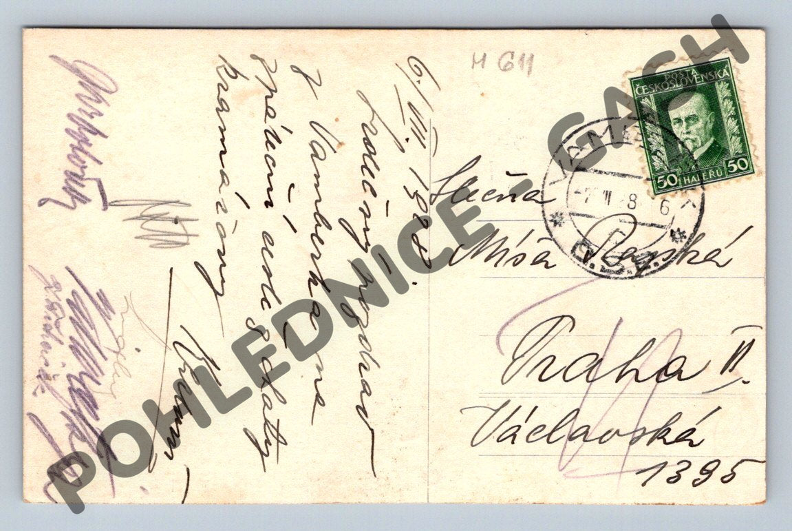Pohlednice Litice z Chlumu hrad 1928 (M611)
