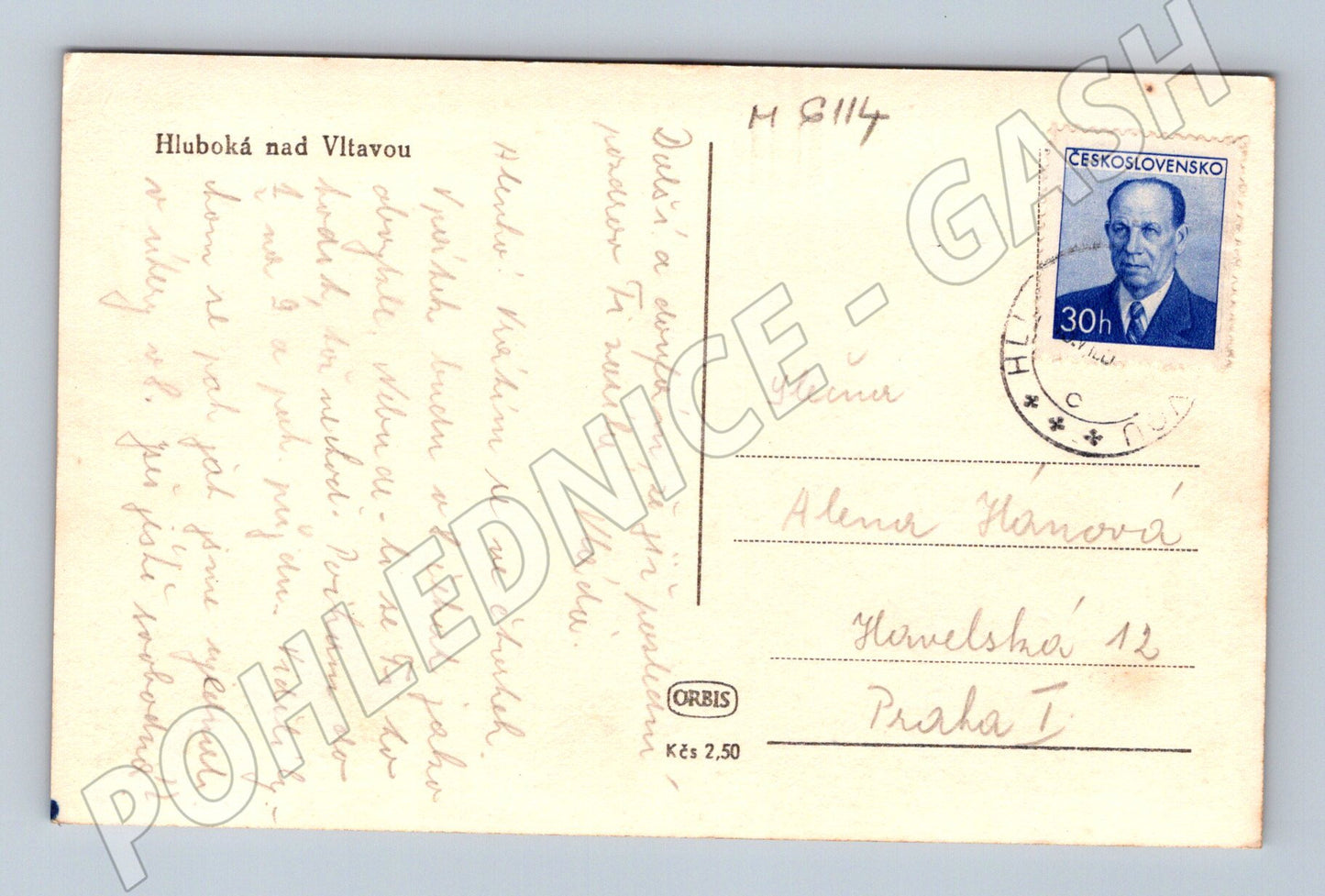 Pohlednice Hluboká nad Vltavou zámek popsaná (M6114)