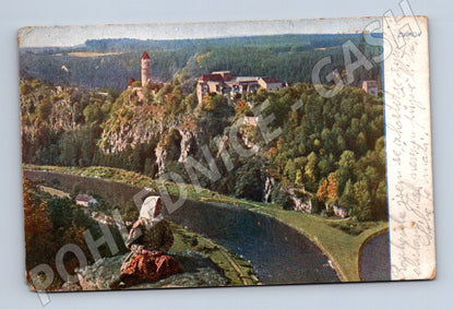 Pohlednice Zvíkov hrad s řekou 1915 (M6116)