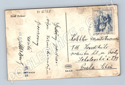 Pohlednice Hrad Zvíkov černobílá prošlá (M6121)