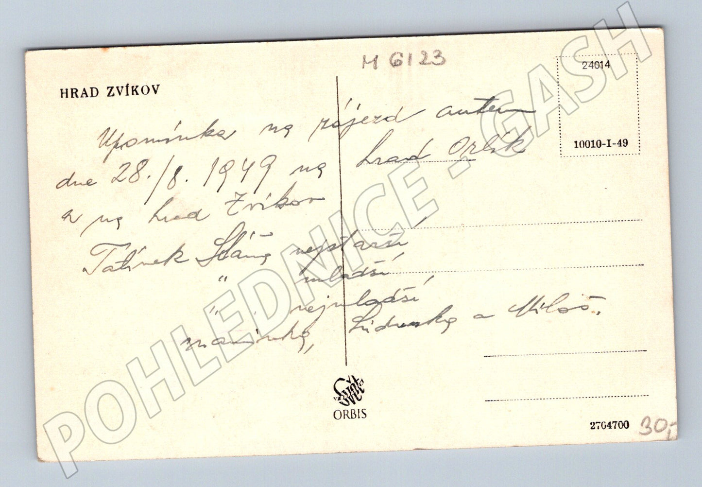 Pohlednice Hrad Zvíkov 1949 Orbis historická (M6123)