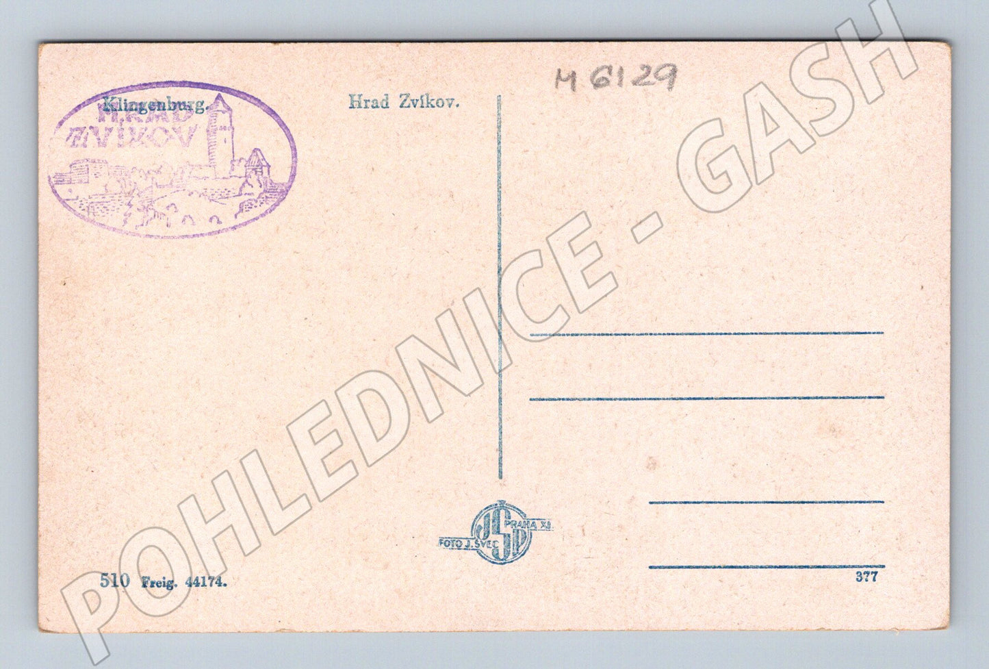 Pohlednice Hrad Zvíkov černobílá nepoužitá (M6129)