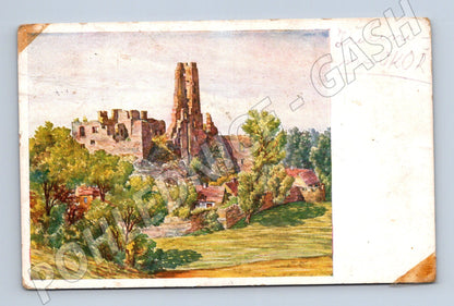 Pohlednice Okoř zřícenina umělecká malba 1910 (M6137)