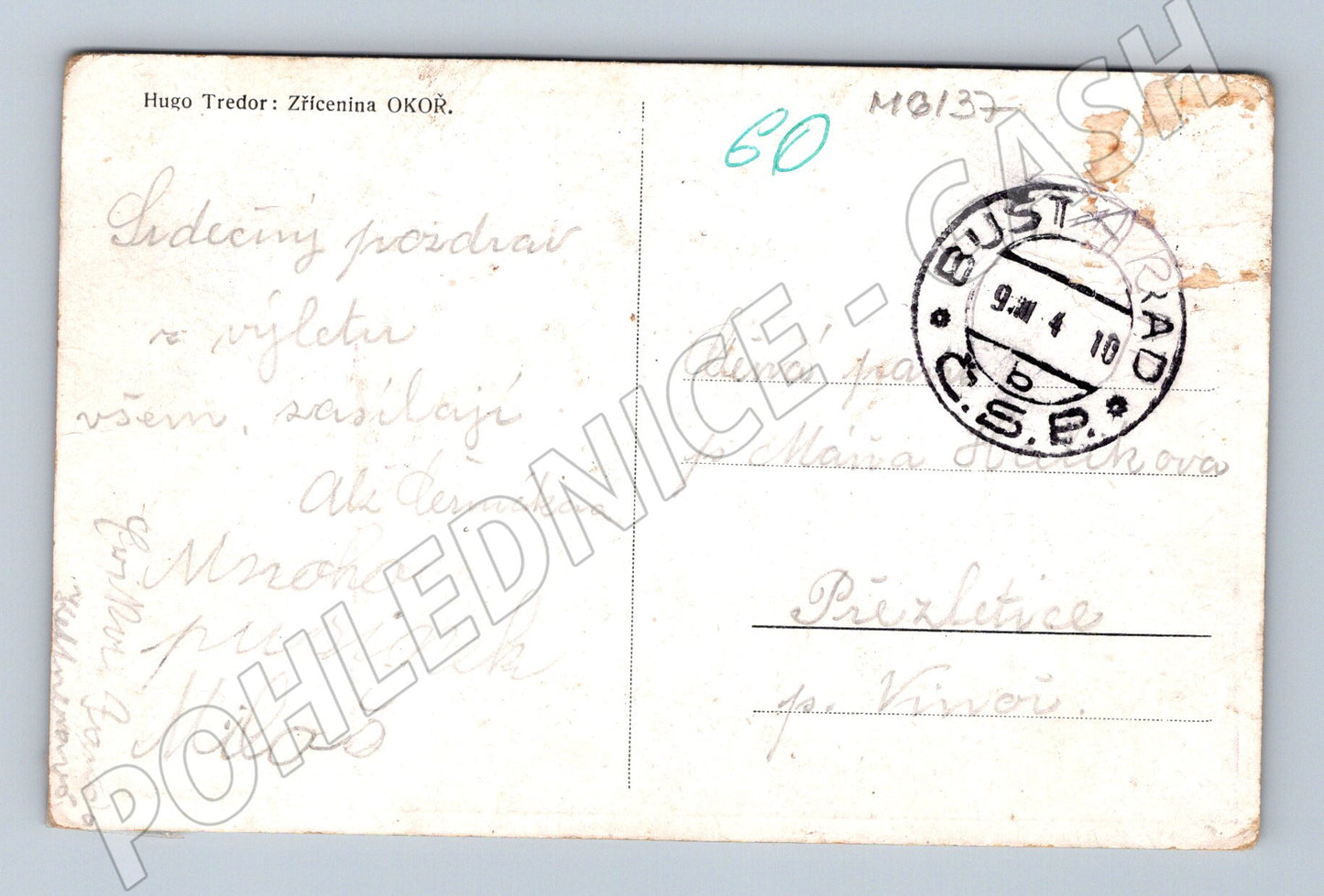 Pohlednice Okoř zřícenina umělecká malba 1910 (M6137)