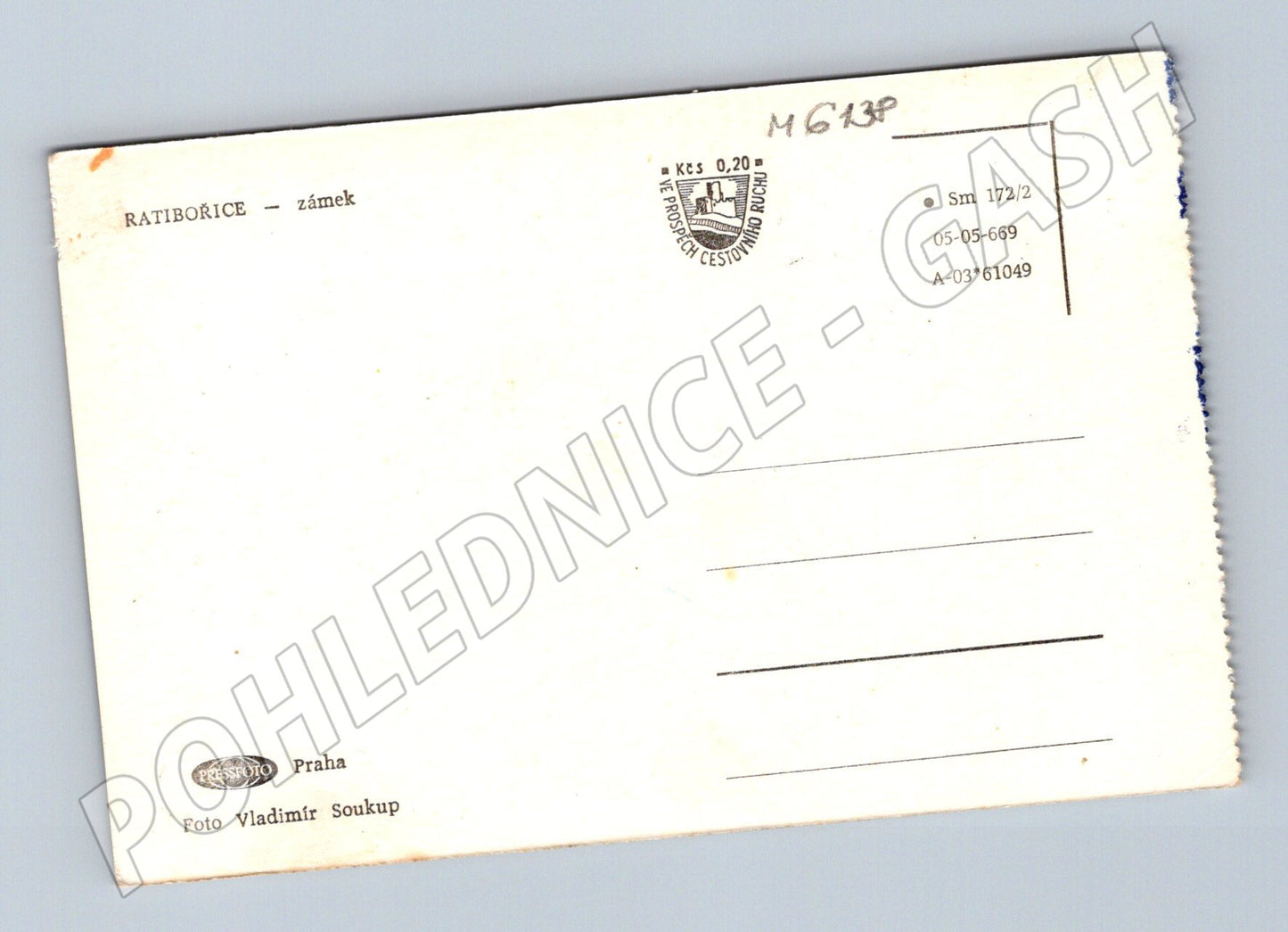 Pohlednice Ratibořice zámek černobílá (M6138)