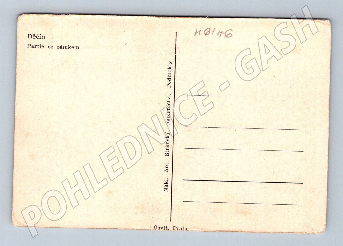 Pohlednice Děčín zámek černobílá starý tisk (M6146)