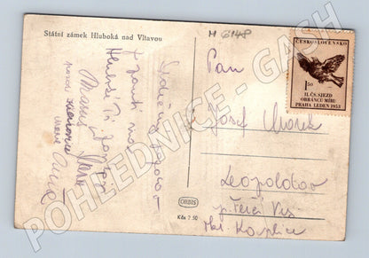 Pohlednice Hluboká nad Vltavou státní zámek 50 léta (M6148)